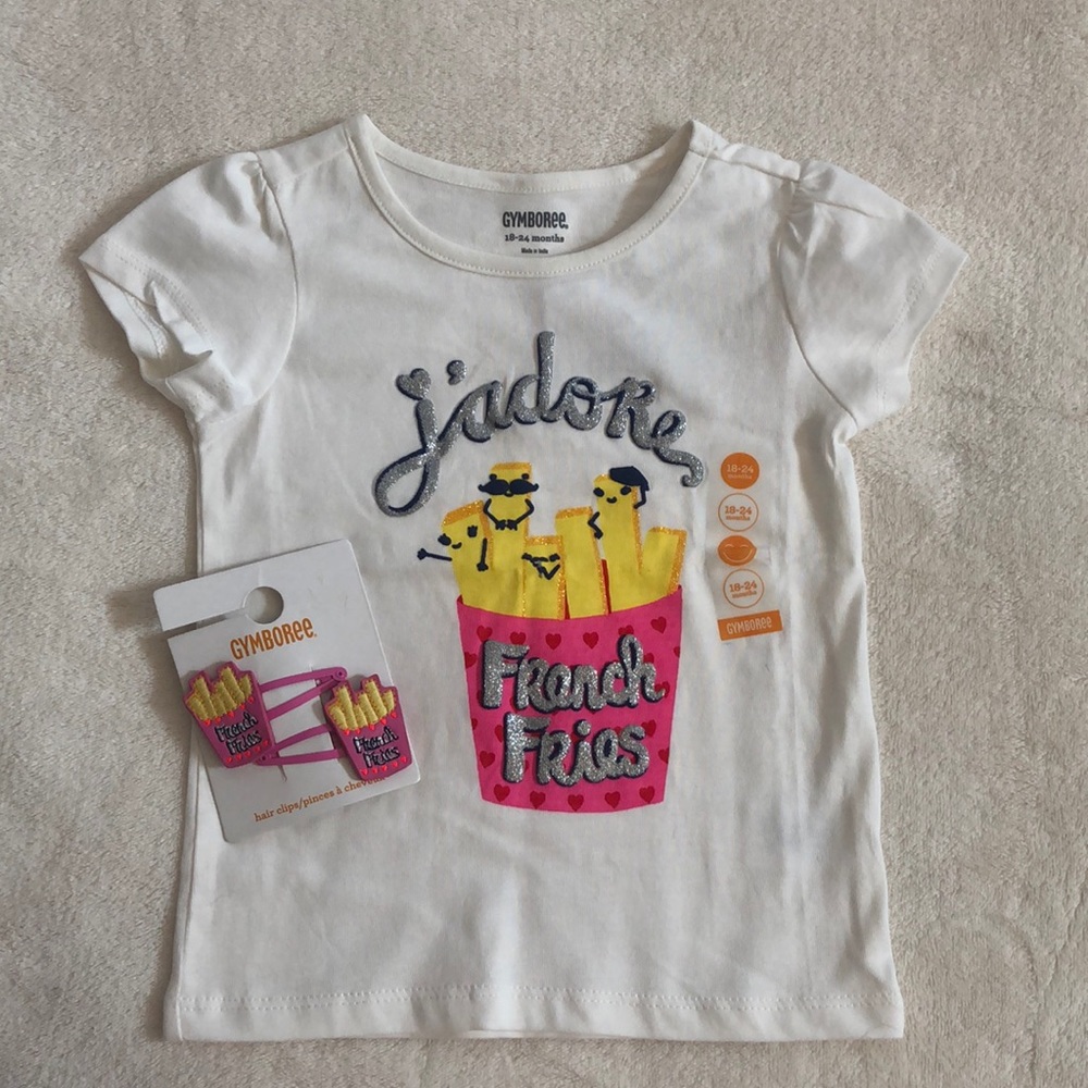 NWT Gymboree Short Sleeve Tee with Hair Clips